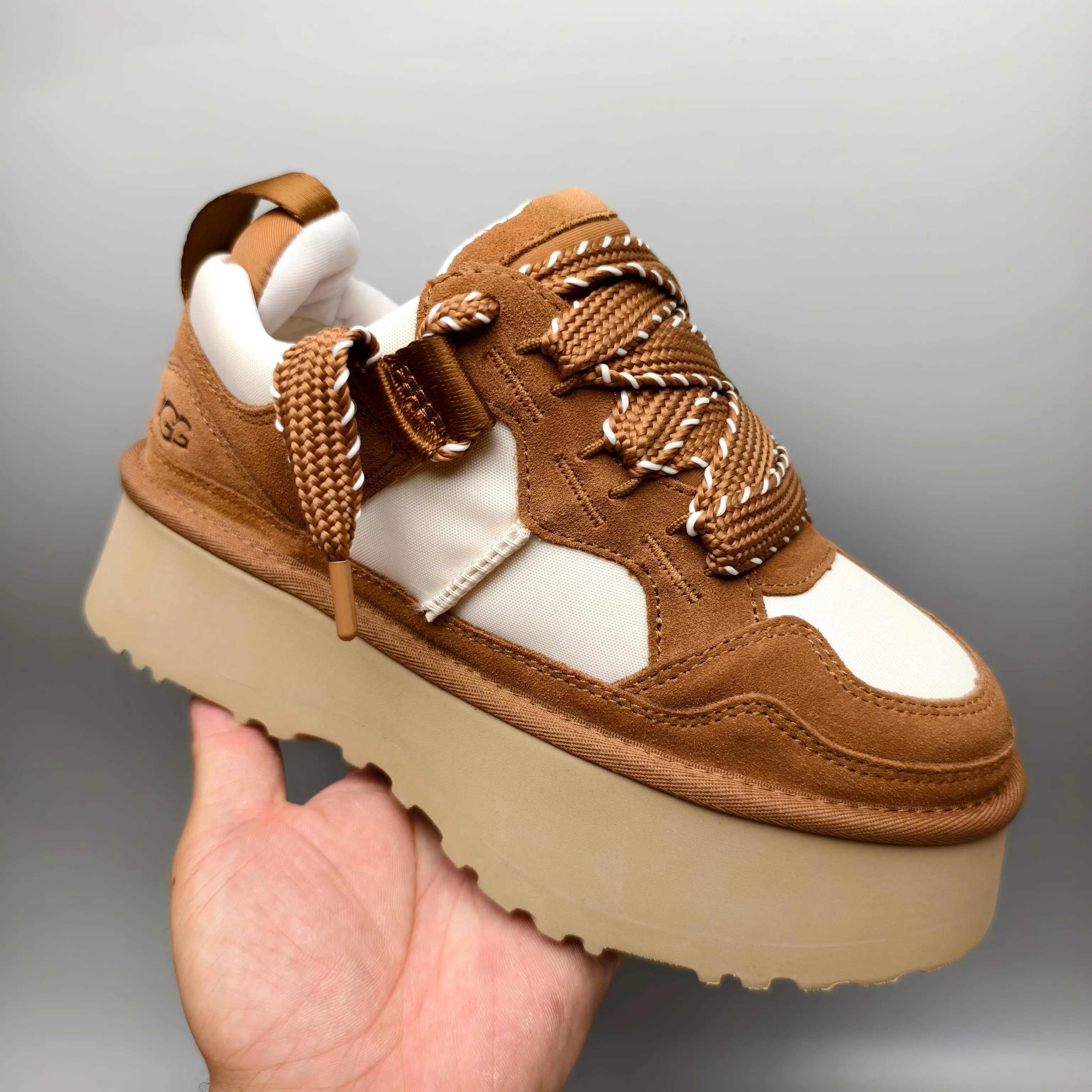 💰560 UGG sheepskin all-in-one snow boots 1541 thick-soled dad shoes, casual lace-up women's shoes, color: maroon, black, white, pink, matching size: 35-40